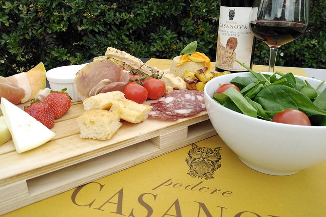 Enjoy a meal with wine tasting in the vineyard of Podere Casanova - Price and value at $118.96 per person