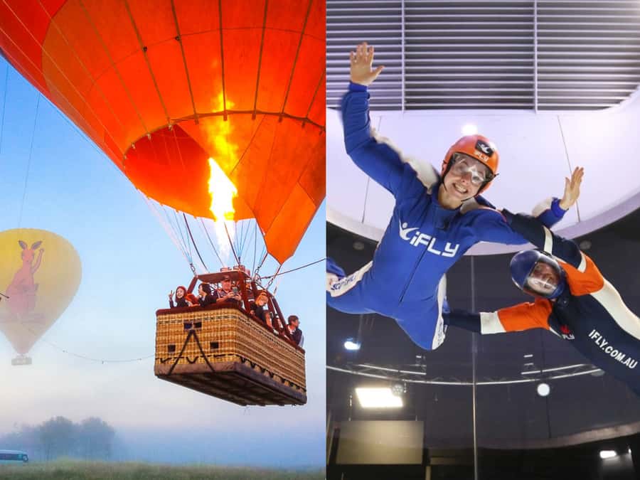 Gold Coast: Hot Air Balloon, Winery Breakfast & iFly - Sunrise Ballooning Above the Gold Coast Hinterland and Scenic Rim