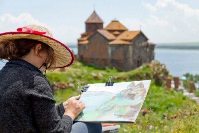 Group Tour: Lake Sevan, Hayravank, Noratus, Jermuk, winery - Hayravank Monastery: small, solid, and high on the rock