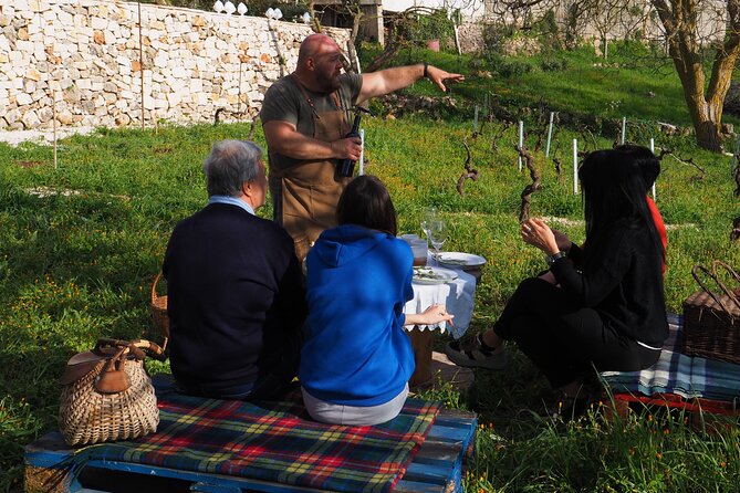 Picnic aperitif in the vineyard of an ancient trullo in Martina Franca - The picnic basket: what you’ll likely taste (and how it’s built)